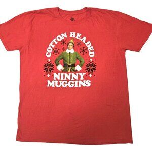 Men's Elf Movie "Cotton Headed Ninny Muggins" Red XL T-shirt.